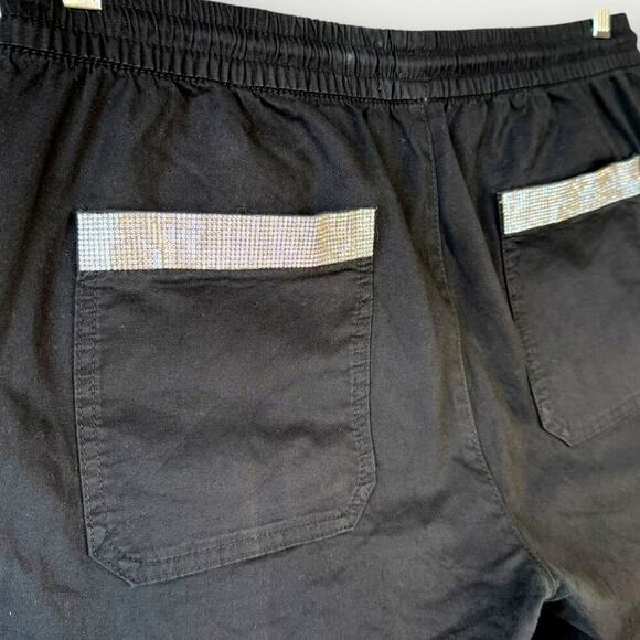 Marks & Spencer Straight Fit High Rise Pants Rhinestone Beaded Hem Size M Black - Picture 10 of 16